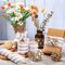 3 Rolls Burlap Wired Ribbons Plaid Wrapping Striped Gingham Grosgrain Ribbon Dot Pattern for DIY Crafts Party Home Decoration, 2.5 Inch x 15 Yards (Linen Color), (Wiaxin-Ribbon-2055)